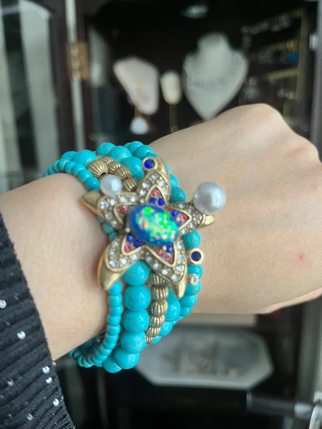Turquoise Beaded Bracelet with Starfish Charm