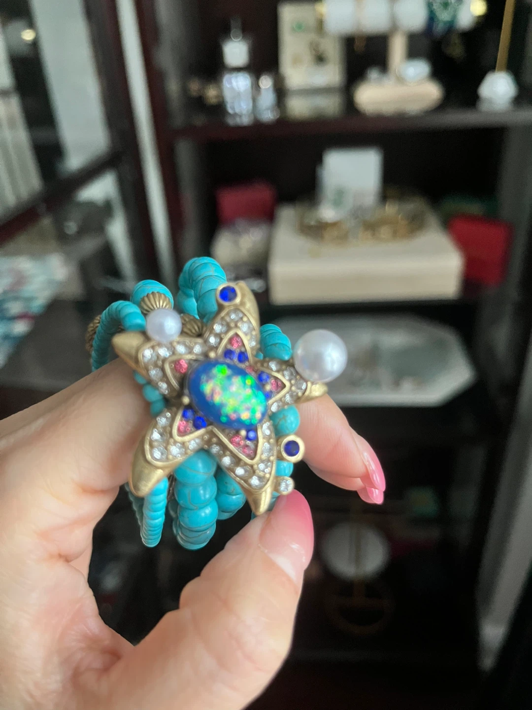 Turquoise Beaded Bracelet with Starfish Charm - photo 3