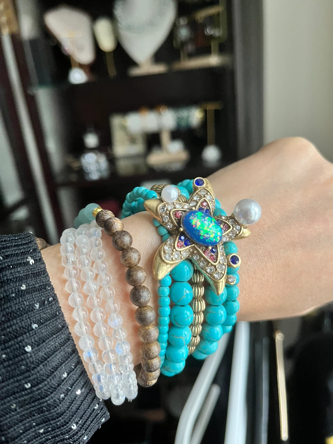 Turquoise Beaded Bracelet with Starfish Charm - photo 5