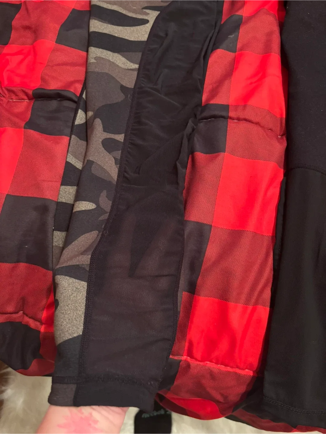 Athleta Camo & Black Leggings with mesh detailing. Size M image indicator(2)