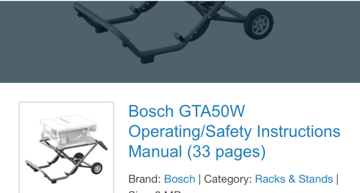 Bosch GTA50W Gravity Rise Table Saw Stand - photo 2