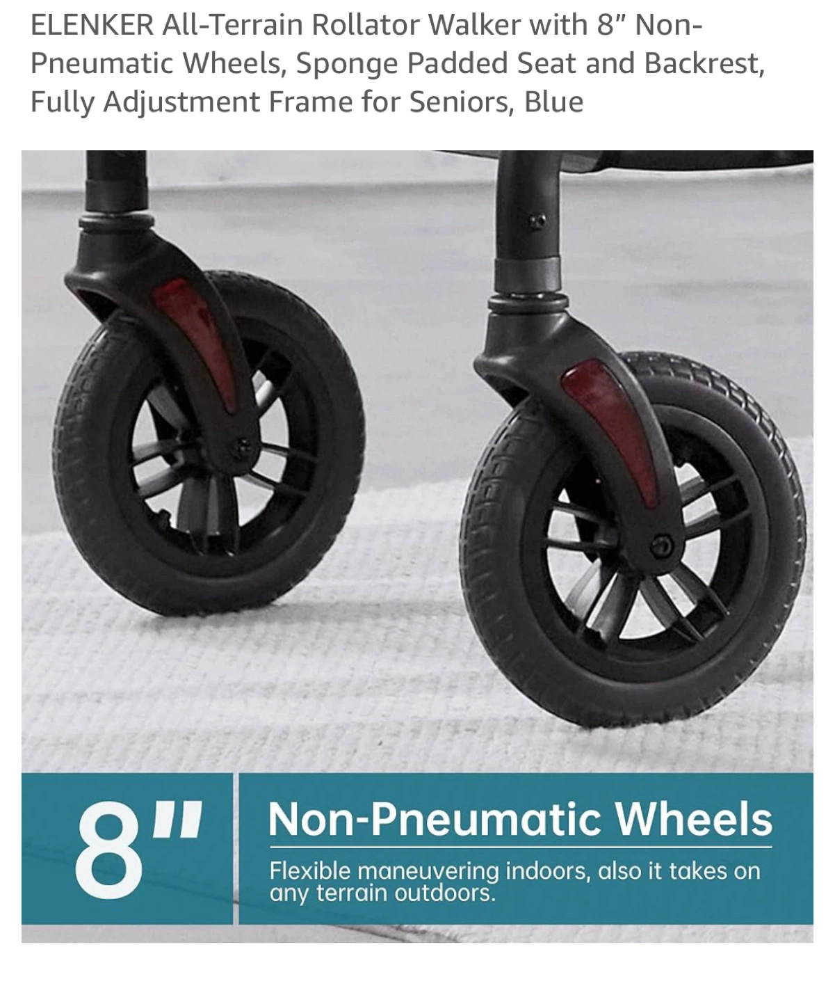 NEW-ELENKER All-Terrain Rollator Walker with 8” Wheels - photo 3