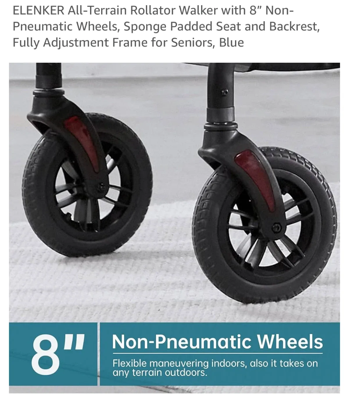 ELENKER All-Terrain Rollator Walker with 8” Non-Pneumatic Wheels image indicator(3)