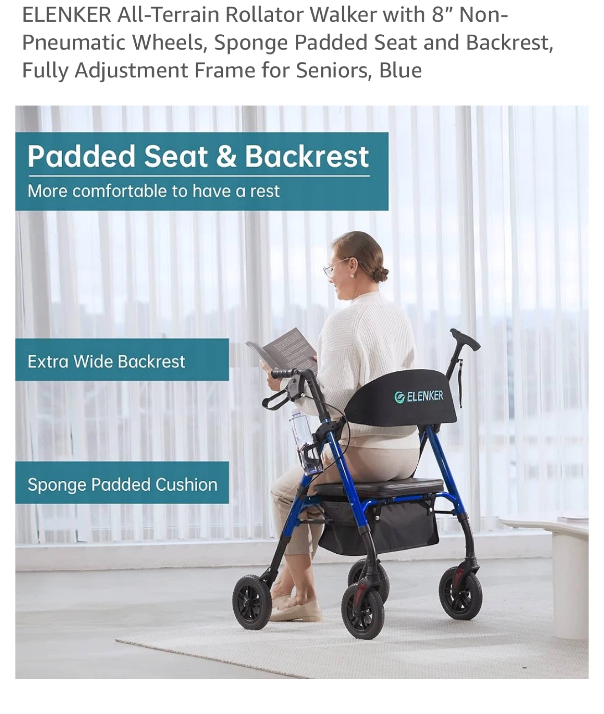 NEW-ELENKER All-Terrain Rollator Walker with 8” Wheels - photo 5