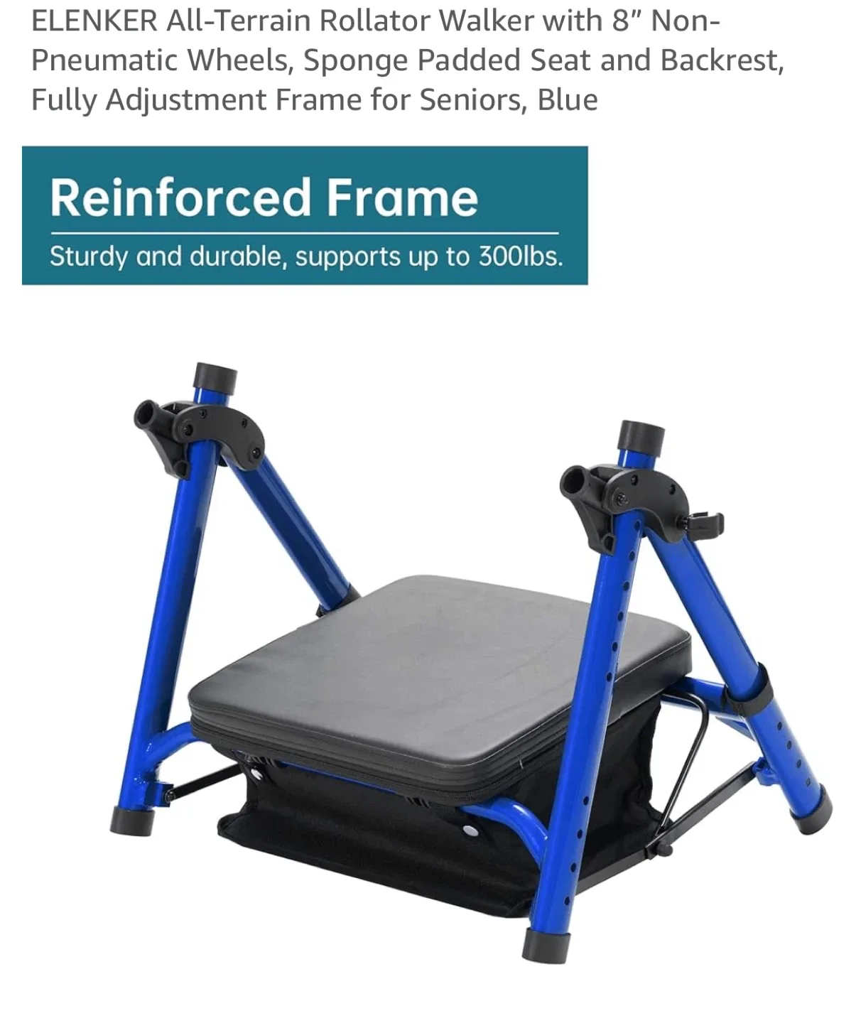 ELENKER All-Terrain Rollator Walker with 8” Non-Pneumatic Wheels image indicator(8)