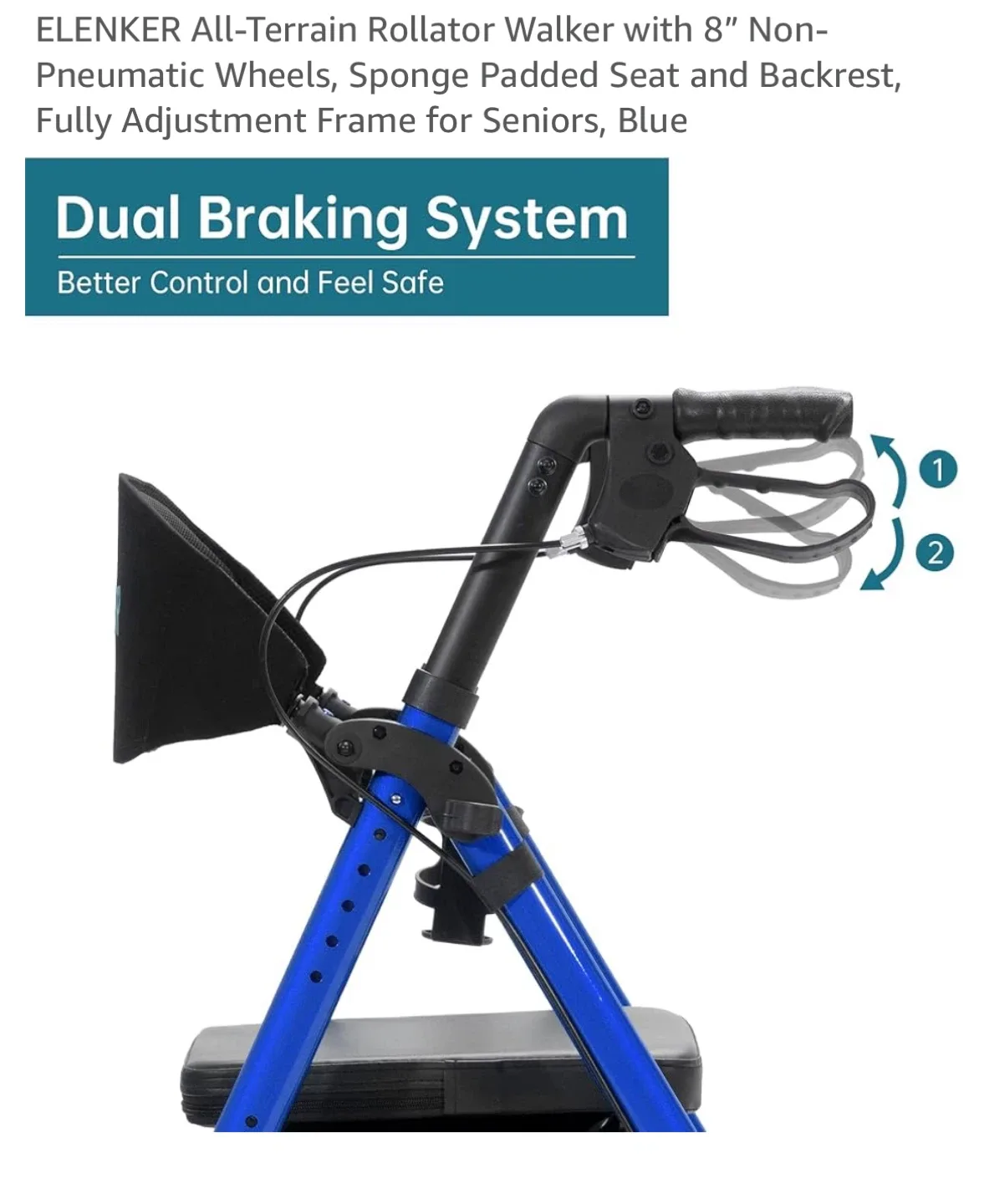 ELENKER All-Terrain Rollator Walker with 8” Non-Pneumatic Wheels image indicator(7)