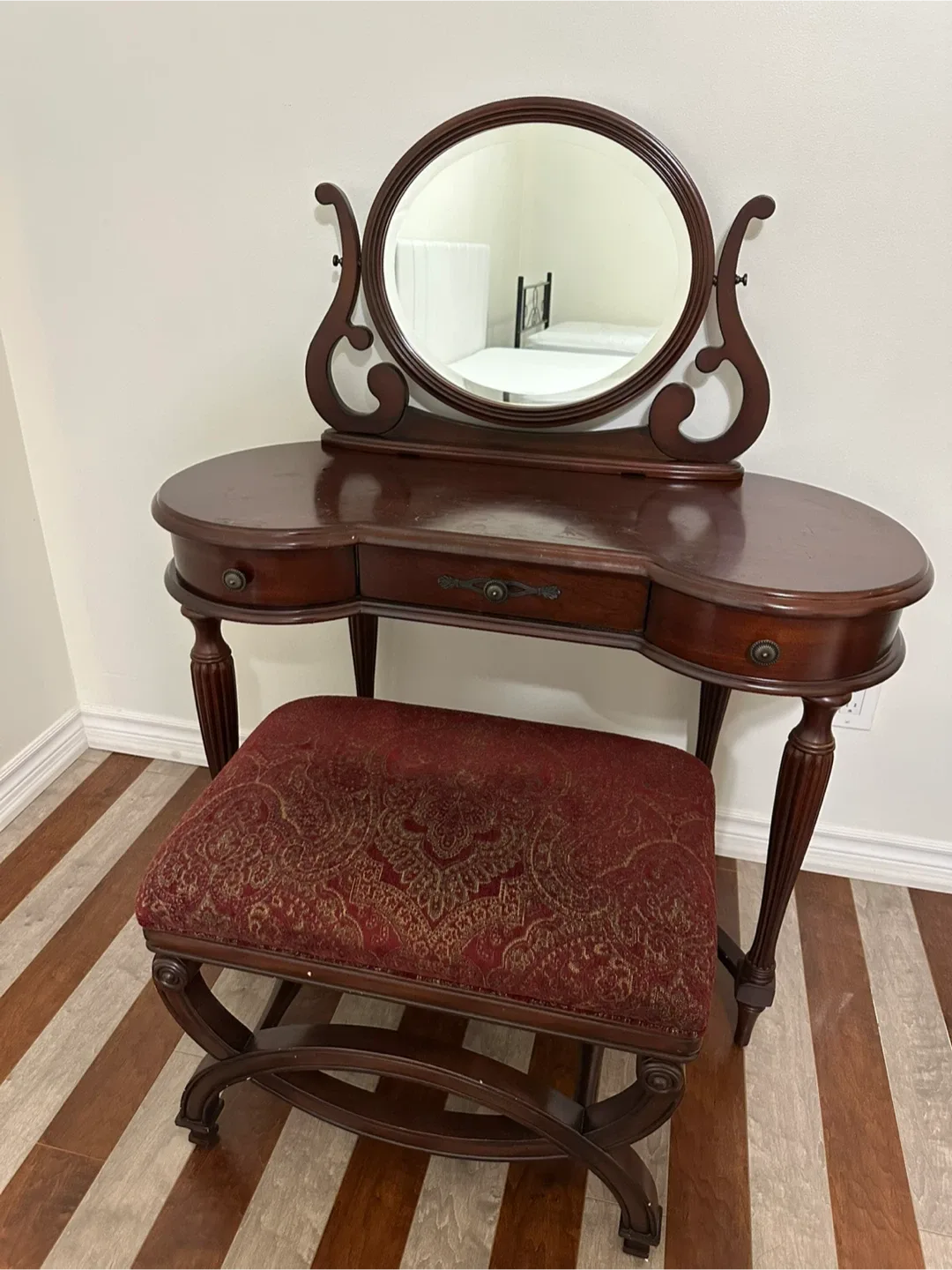 Vanity with Matching Upholstered Bench