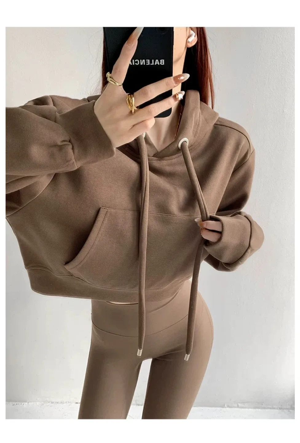 Women’s Brown Cropped Hoodie Size S