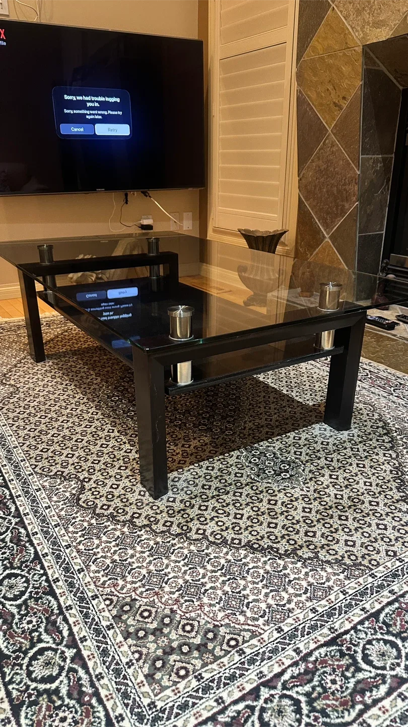 Glass Top Coffee Table - Black Frame