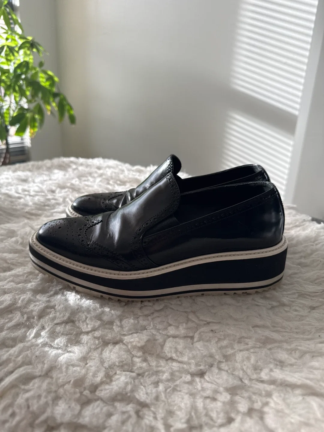 Prada Black Leather Platform Loafers image indicator(2)