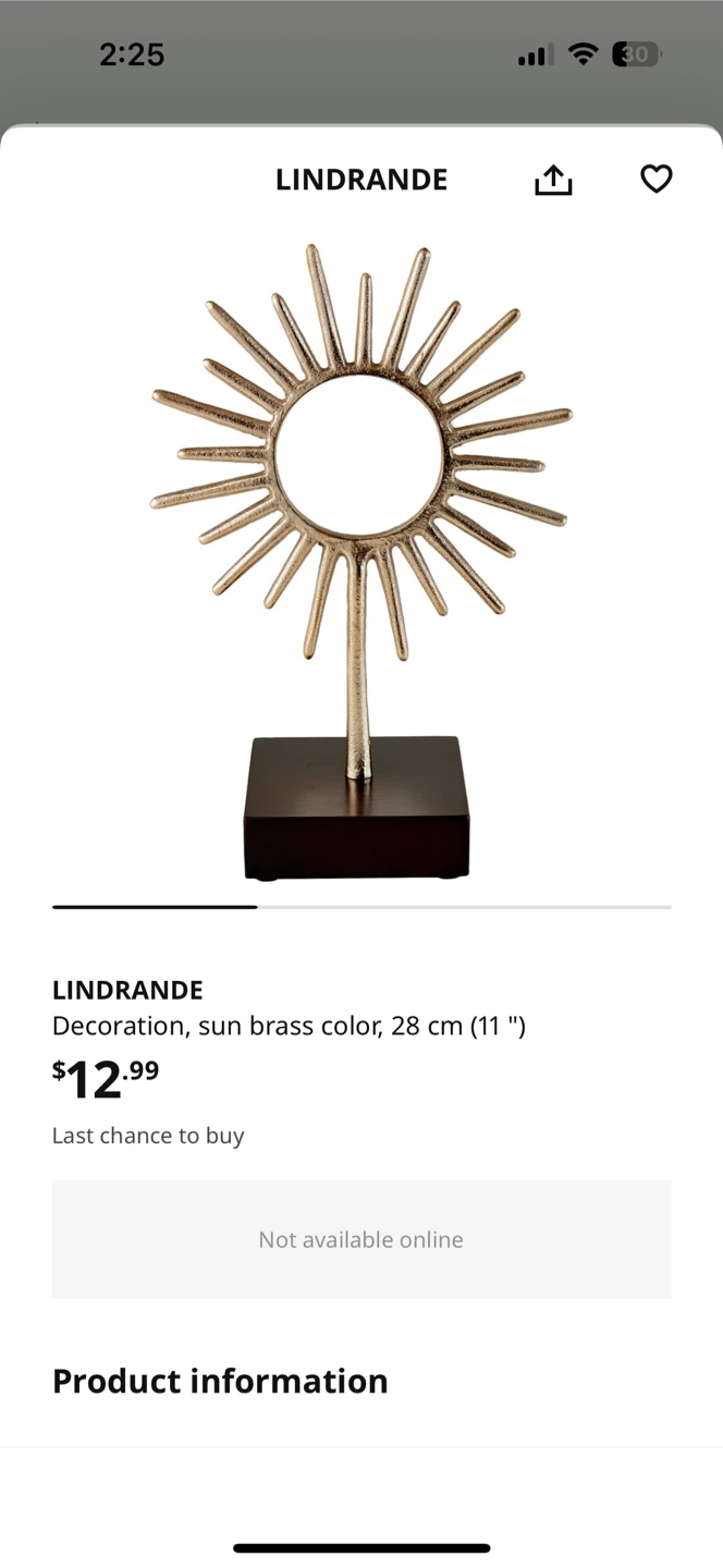 LINDDRANDE Sun Brass Colour Decoration, 11" - photo 2