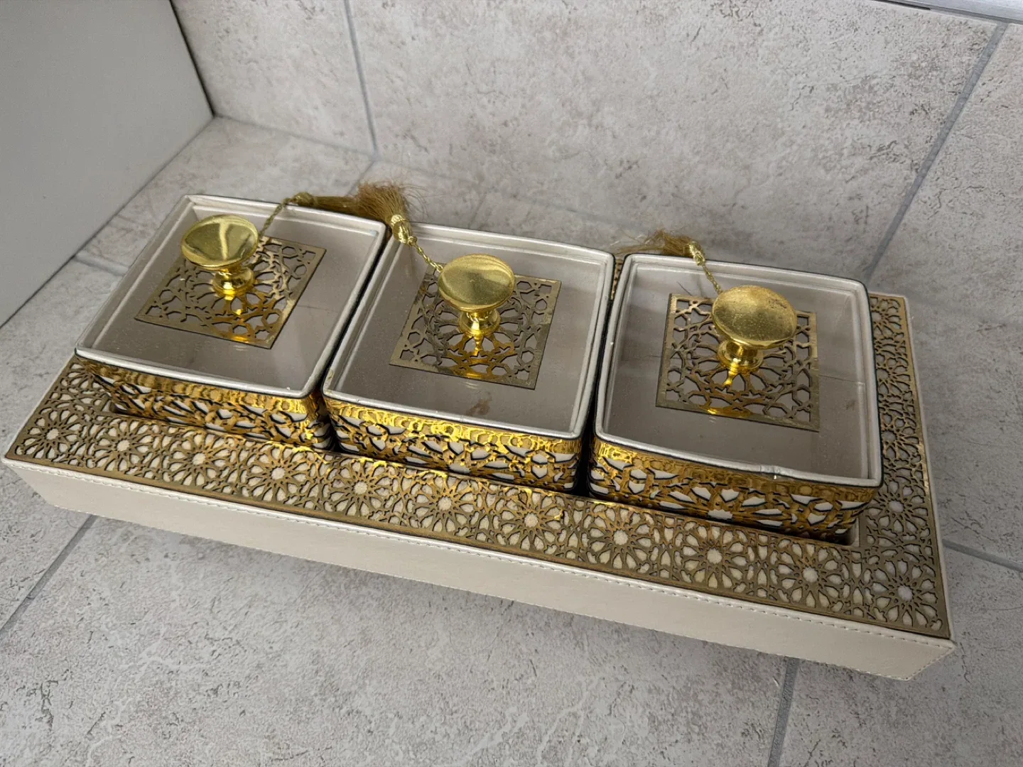 Egyptian Decorative Storage Set – 3 Pieces + Tray
