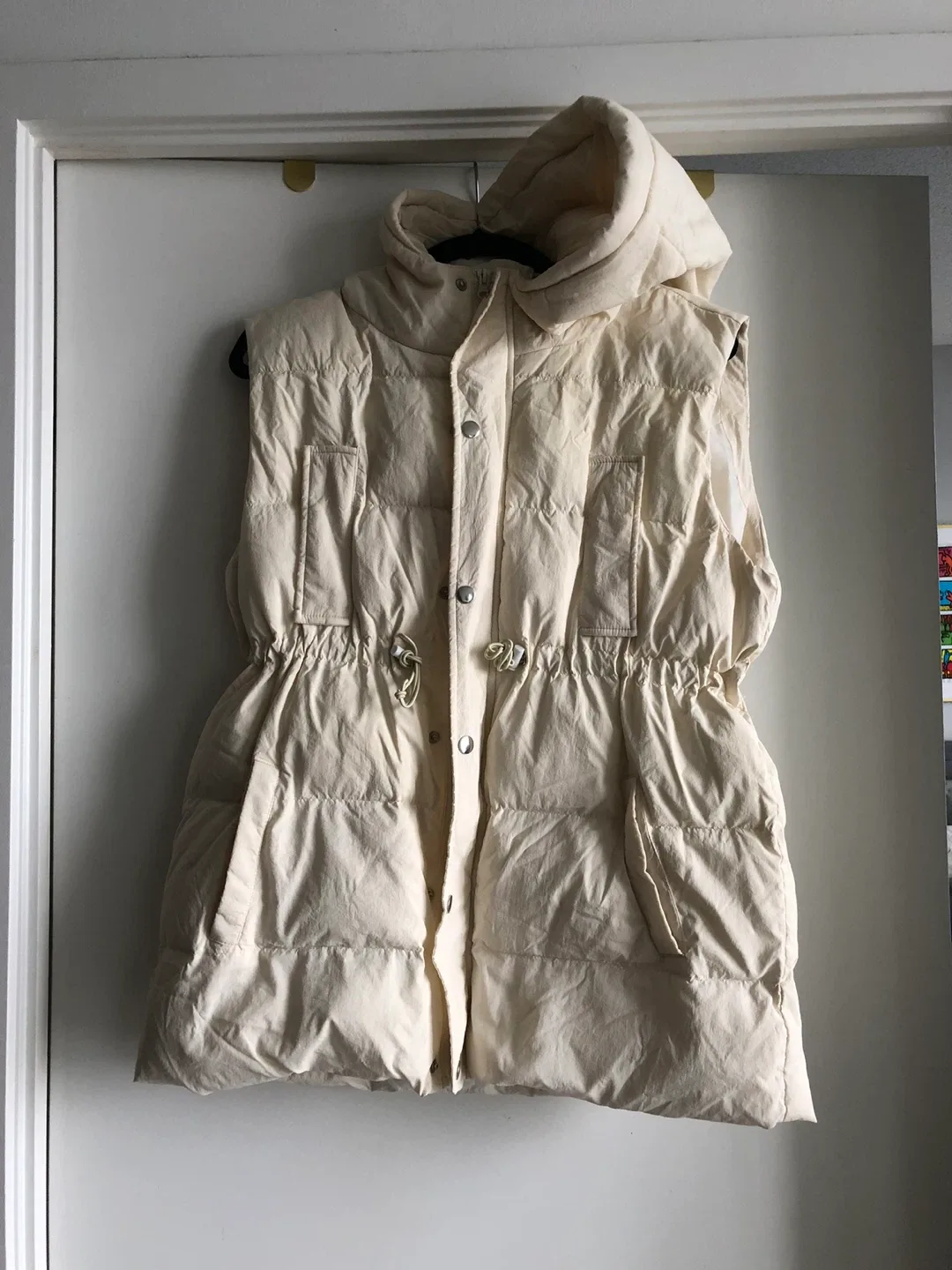 DAZY Hooded Puffer Vest - Beige