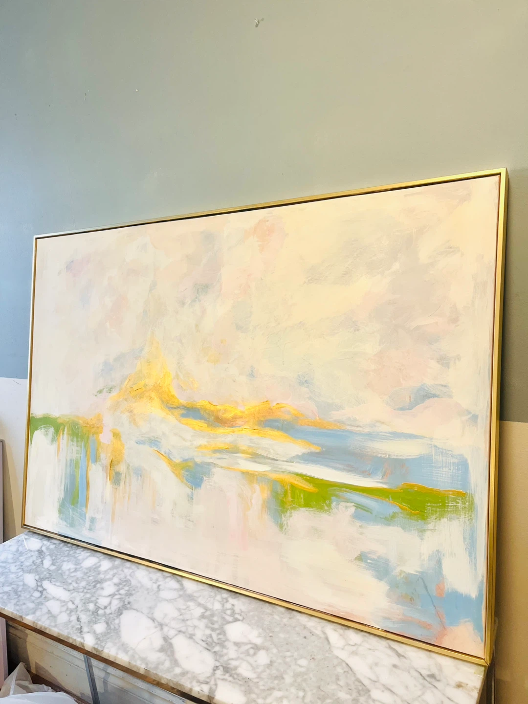 Original Abstract Painting with Gold Frame