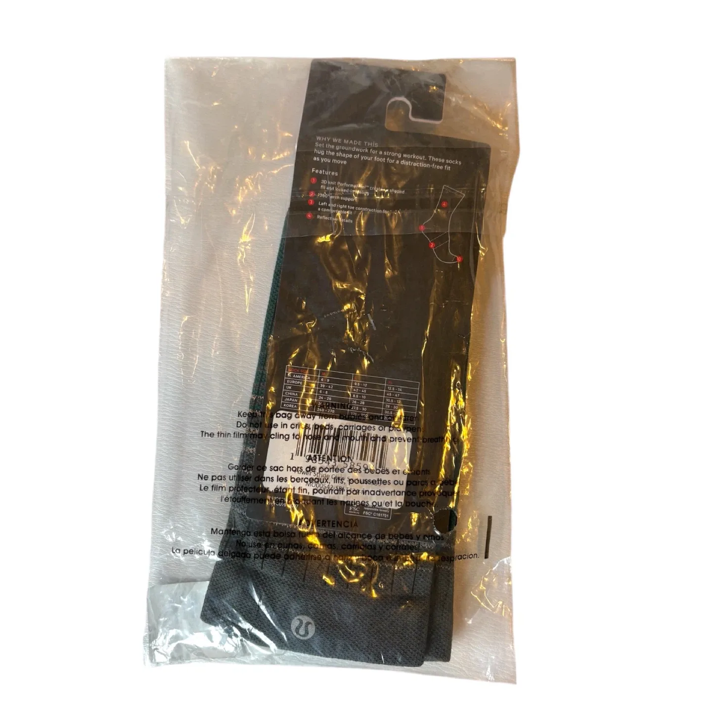 NEW Lululemon x Pelaton Men's Power Stride Crew Socks Sz M image indicator(3)