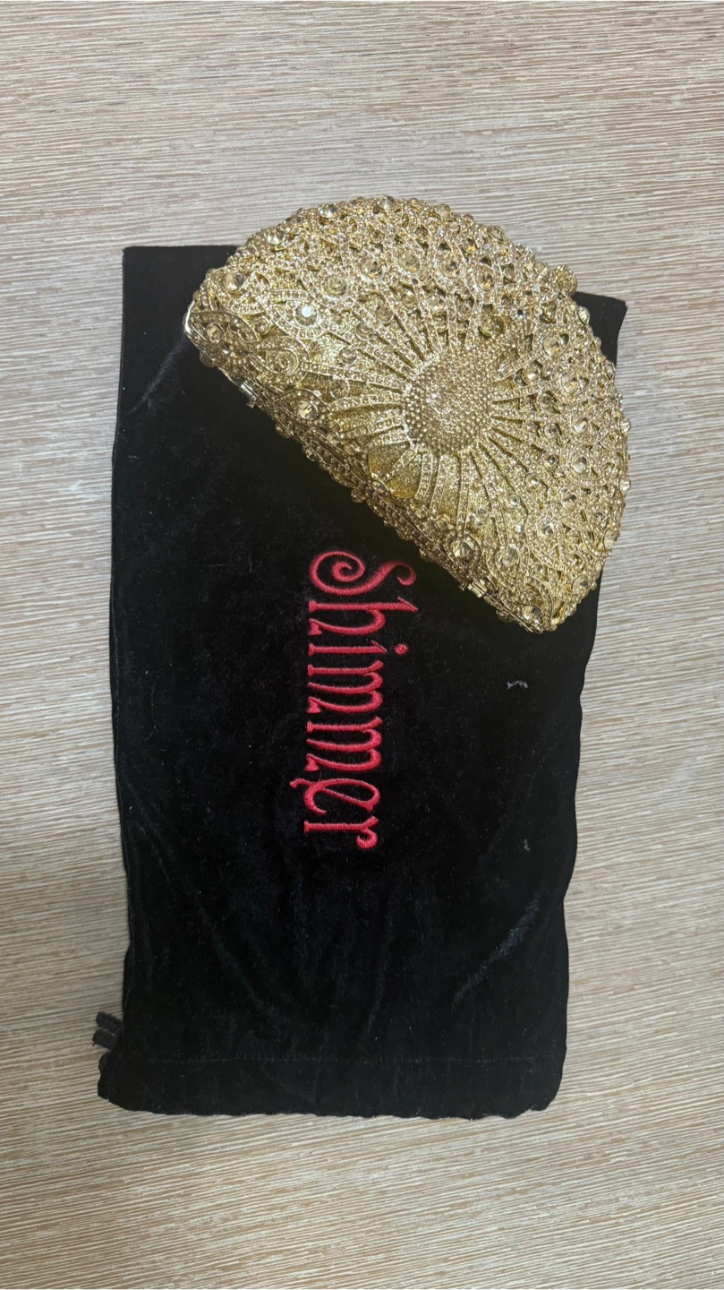 Shimmer Gold Rhinestone Clutch