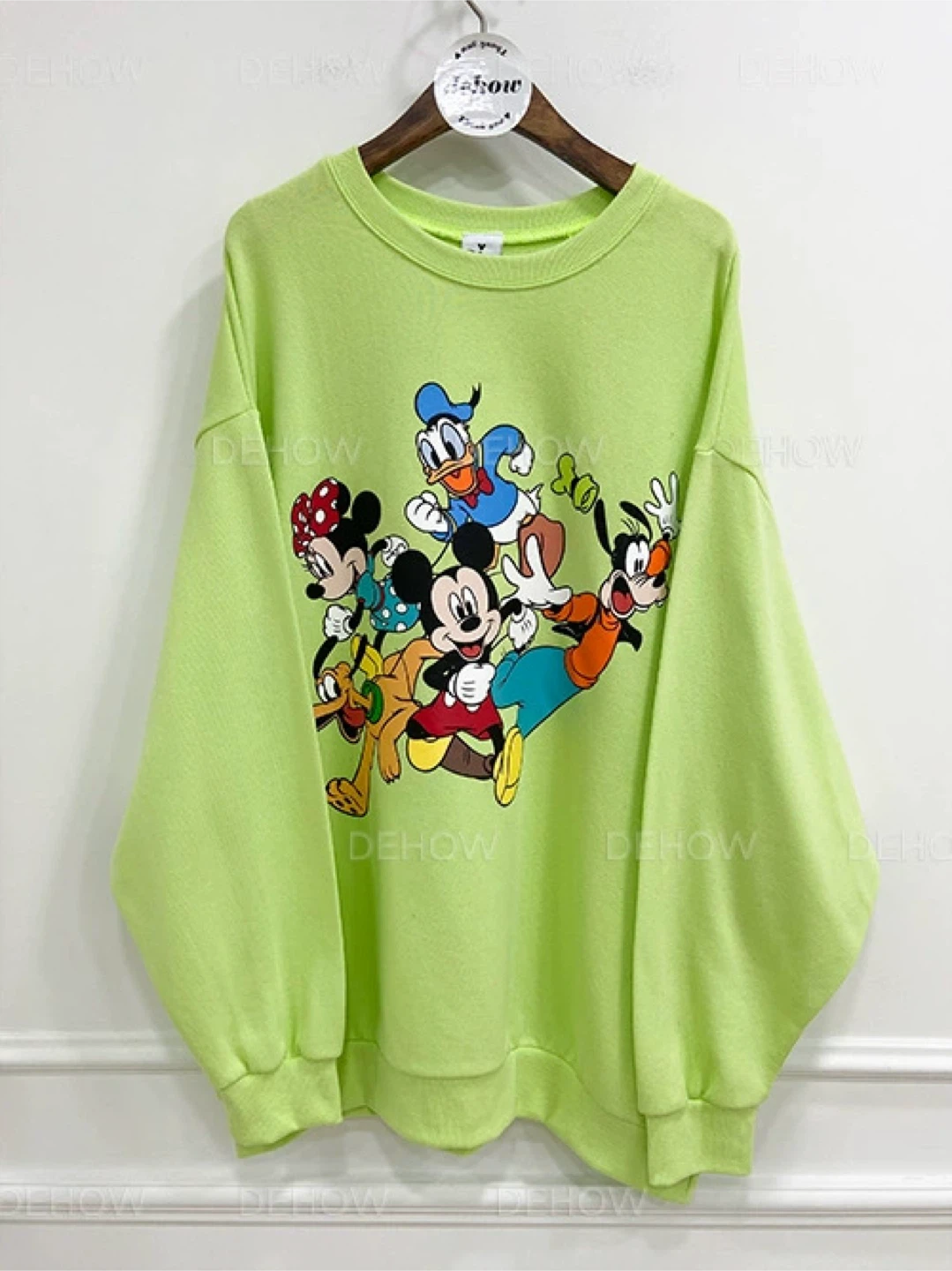 New Korean Women’s Disney Cartoon Print Lounge Set - Lime Green - photo 3
