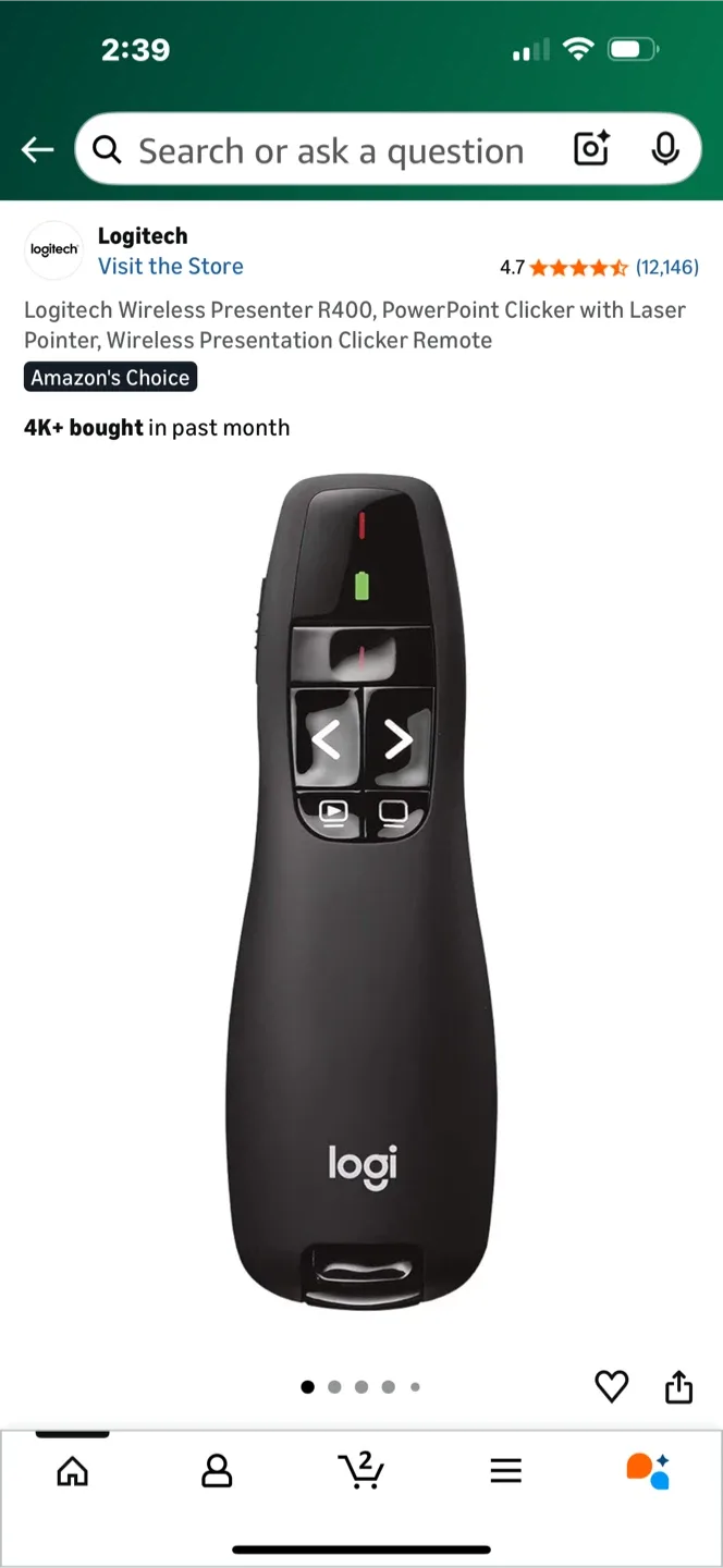 Logitech R400 Wireless Presentation Remote - Black