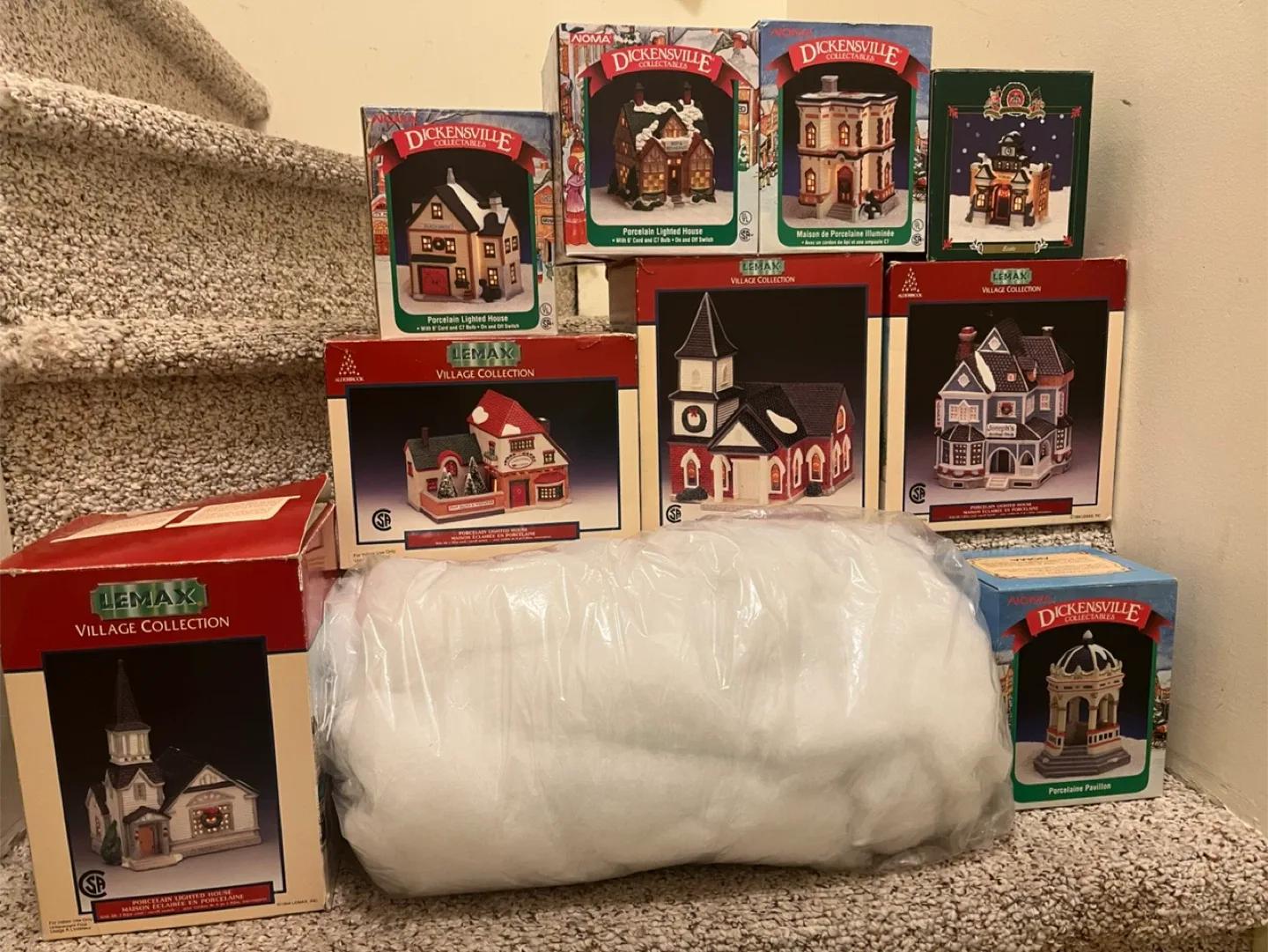 9 total Lemax & Dickensville vintage Collectible Houses