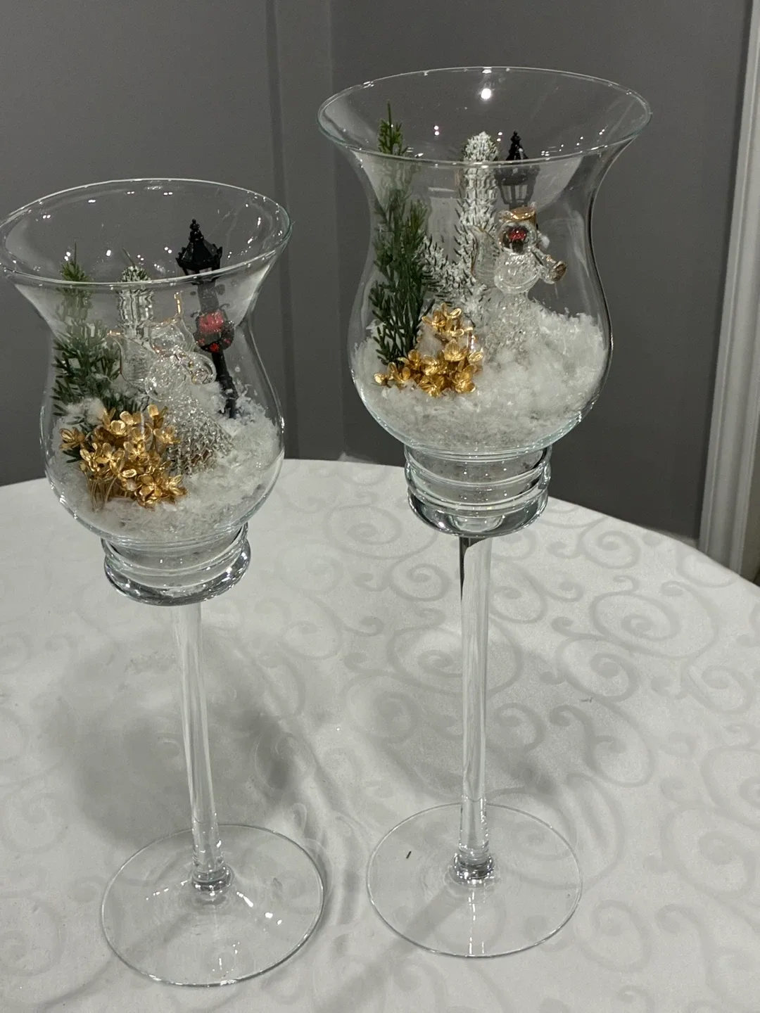 Decorative Glass Candle Holders - Set of 2