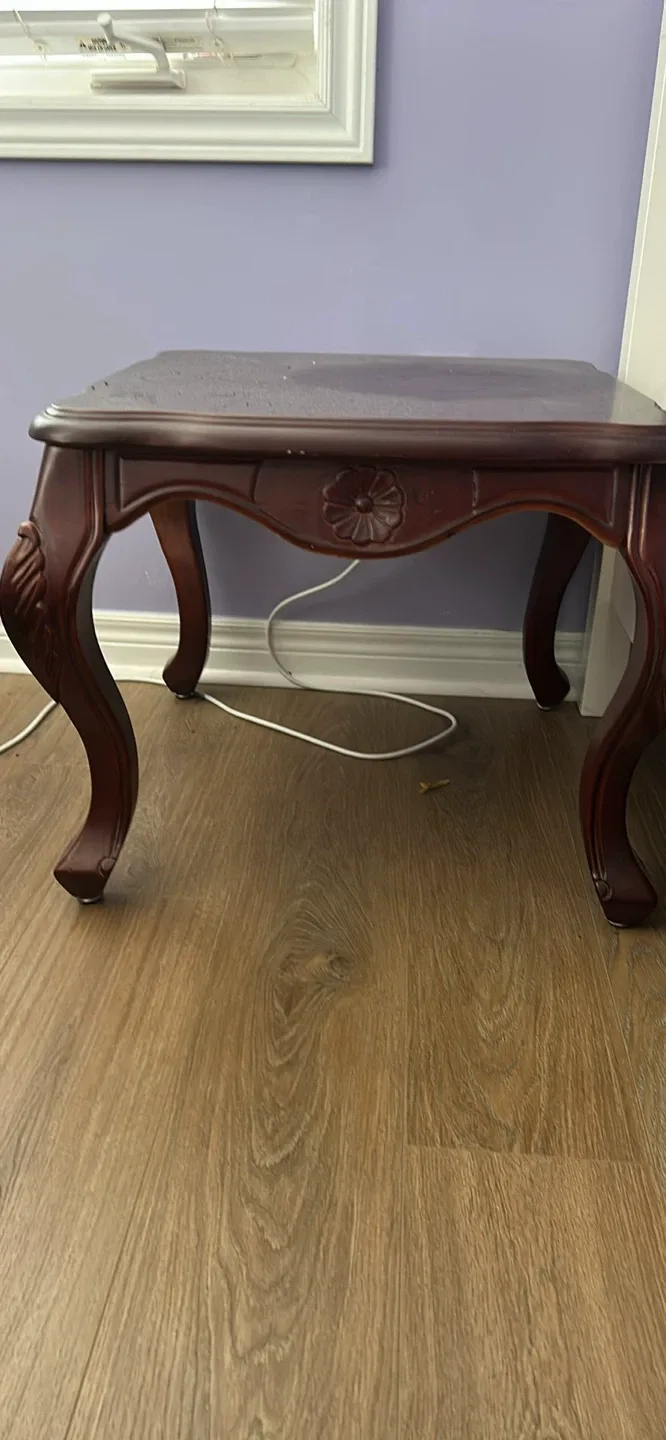 Vintage Style Dark Wood Side Tables - 2