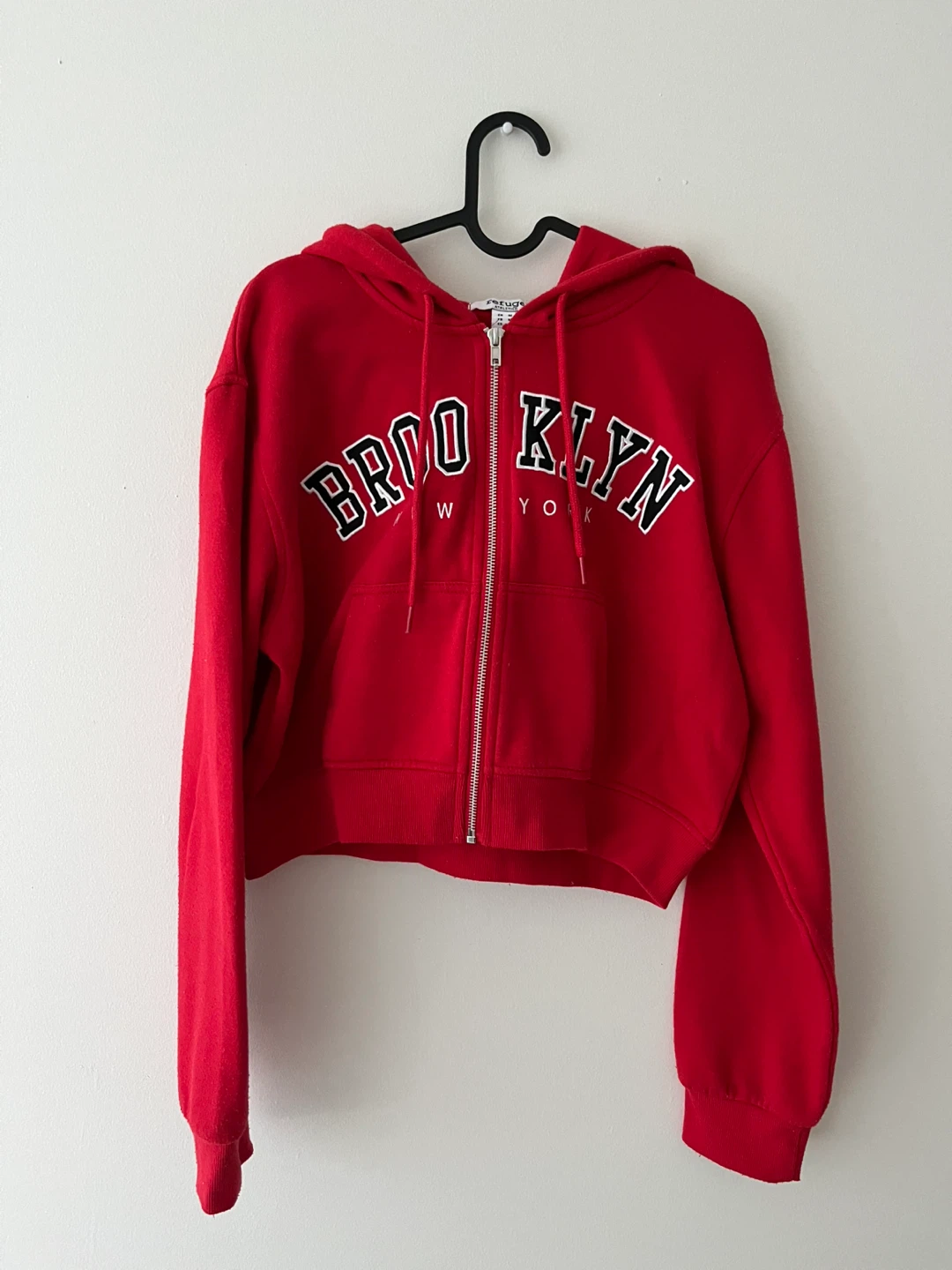 red brooklyn zip up hoodie
