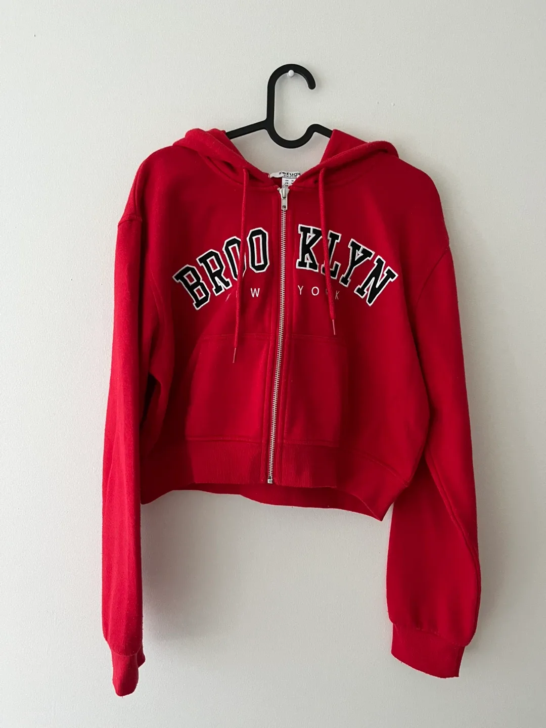 red brooklyn zip up hoodie