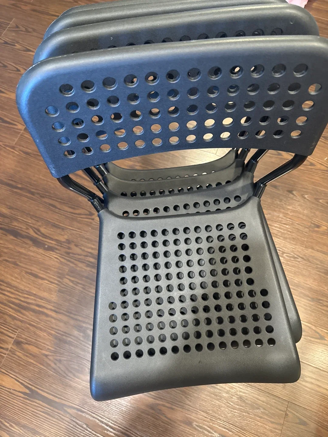 Ikea- Black Plastic Stackable Chairs set of 4