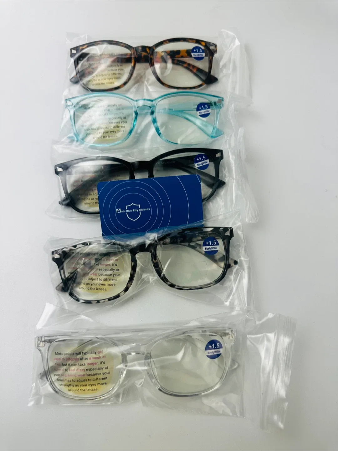 CCVOO 5-Pack Reading Glasses +1.5 Strength (Brand New)