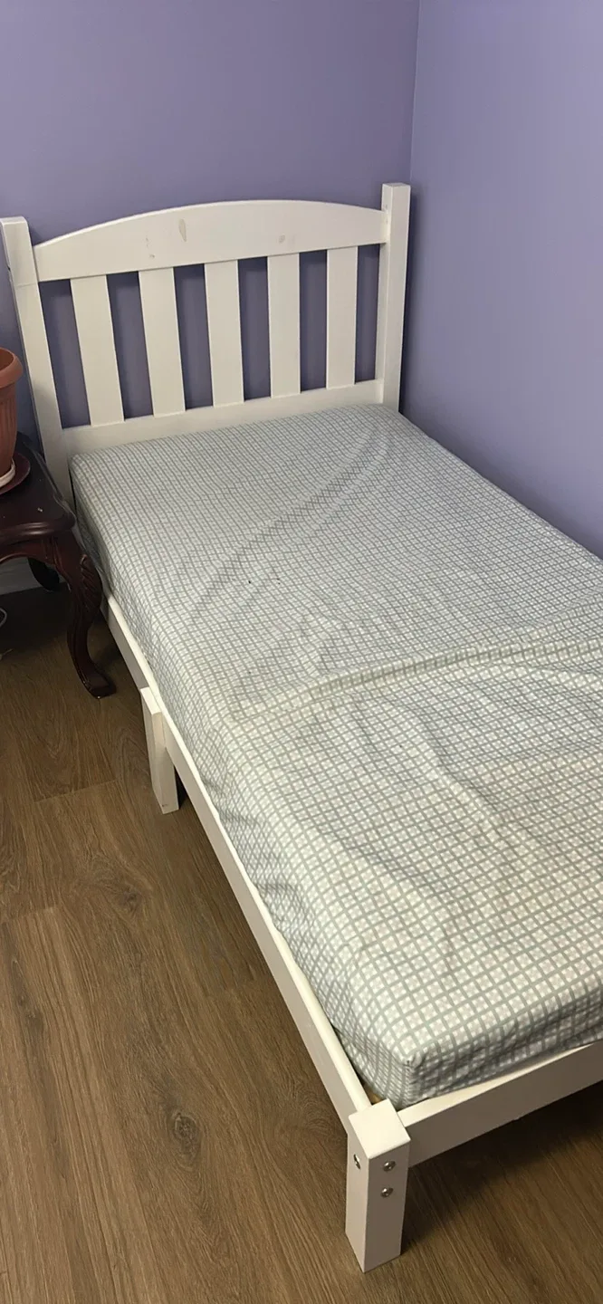 White Twin Bed Frame and Mattress IKEA image indicator(2)