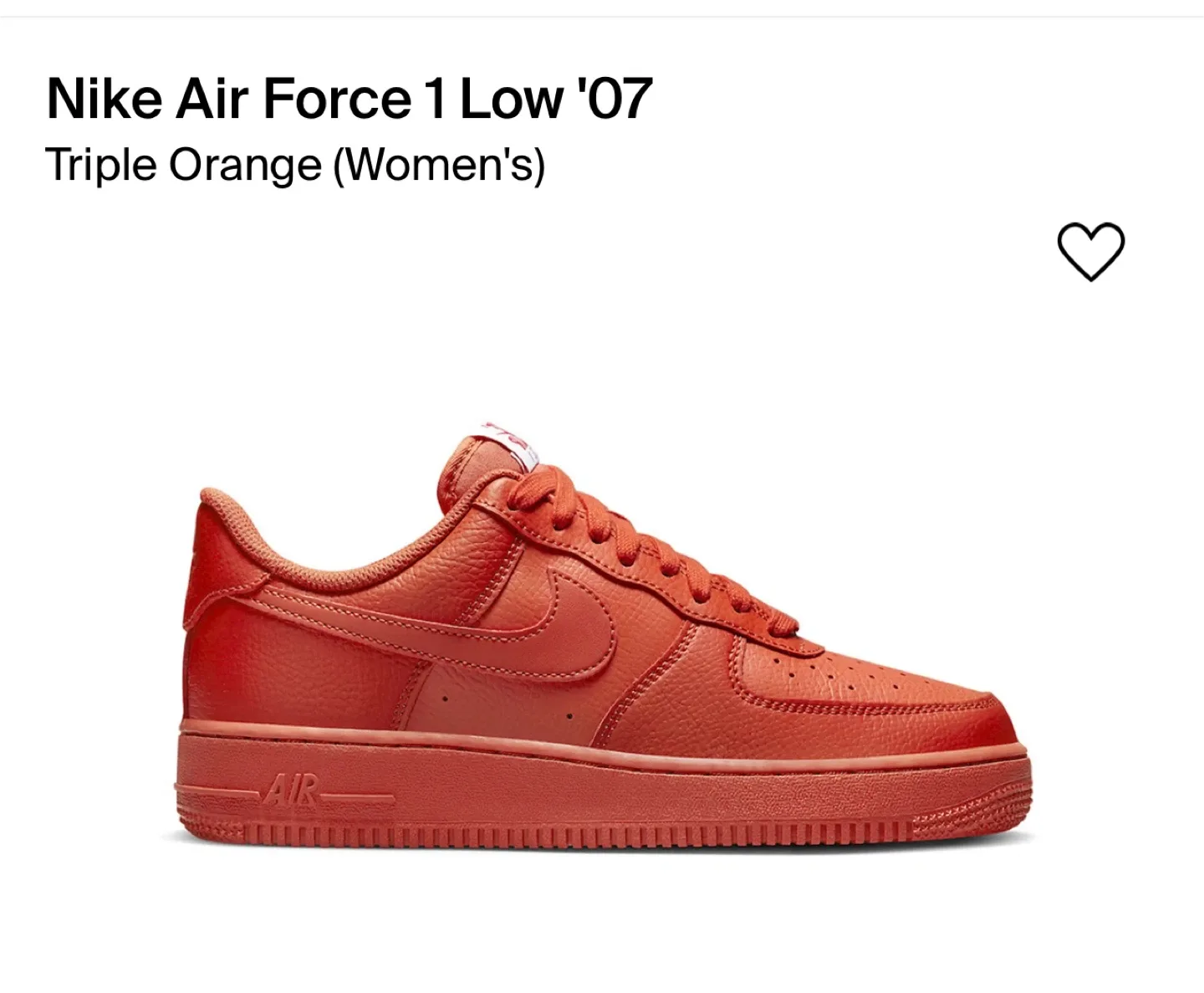 Nike Air Force 1 '07 Triple Orange (Women's) Size 8.5