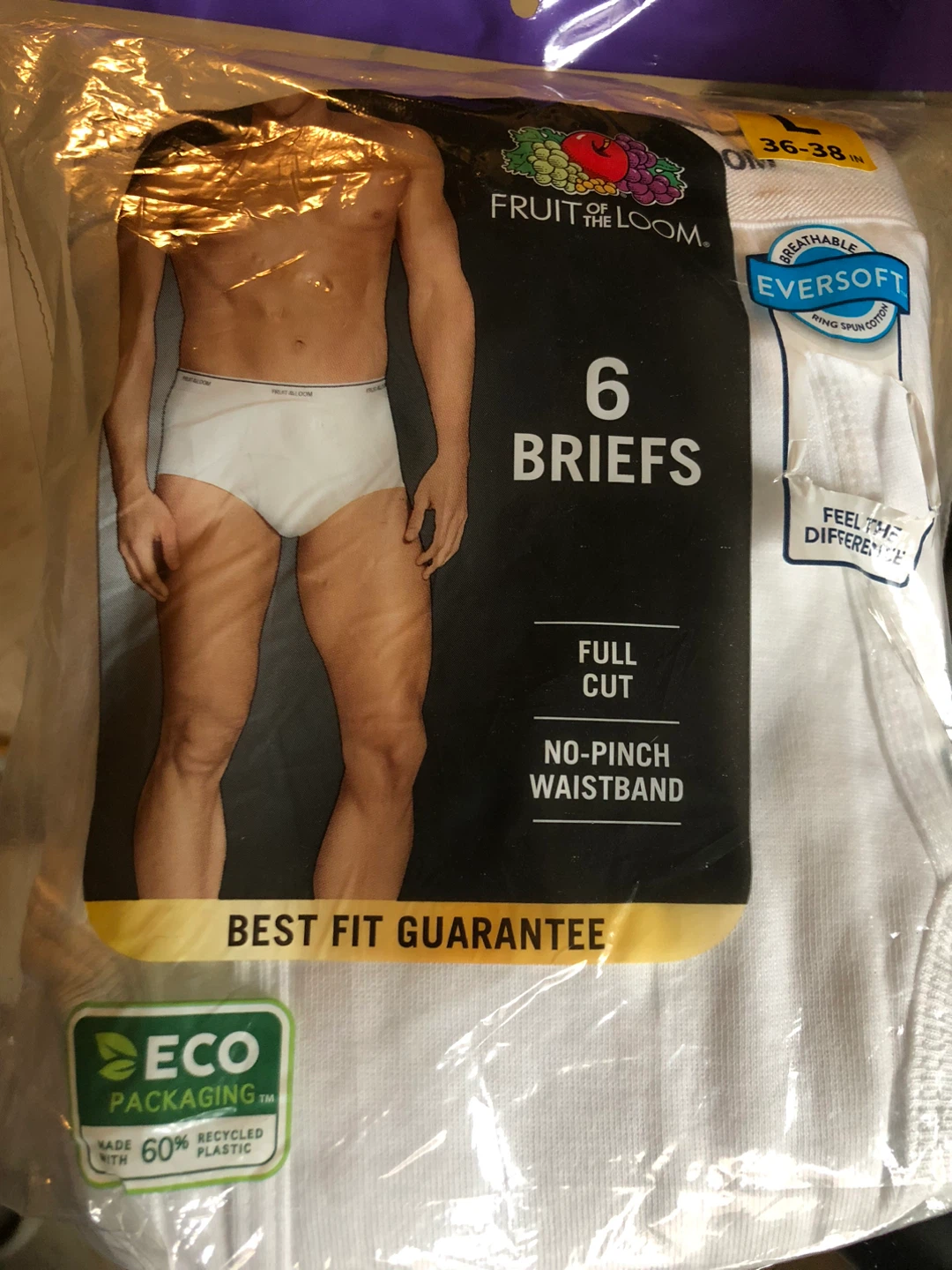 Fruit of the Loom Men's Briefs - 6 Pack, Size L (36-38 in)