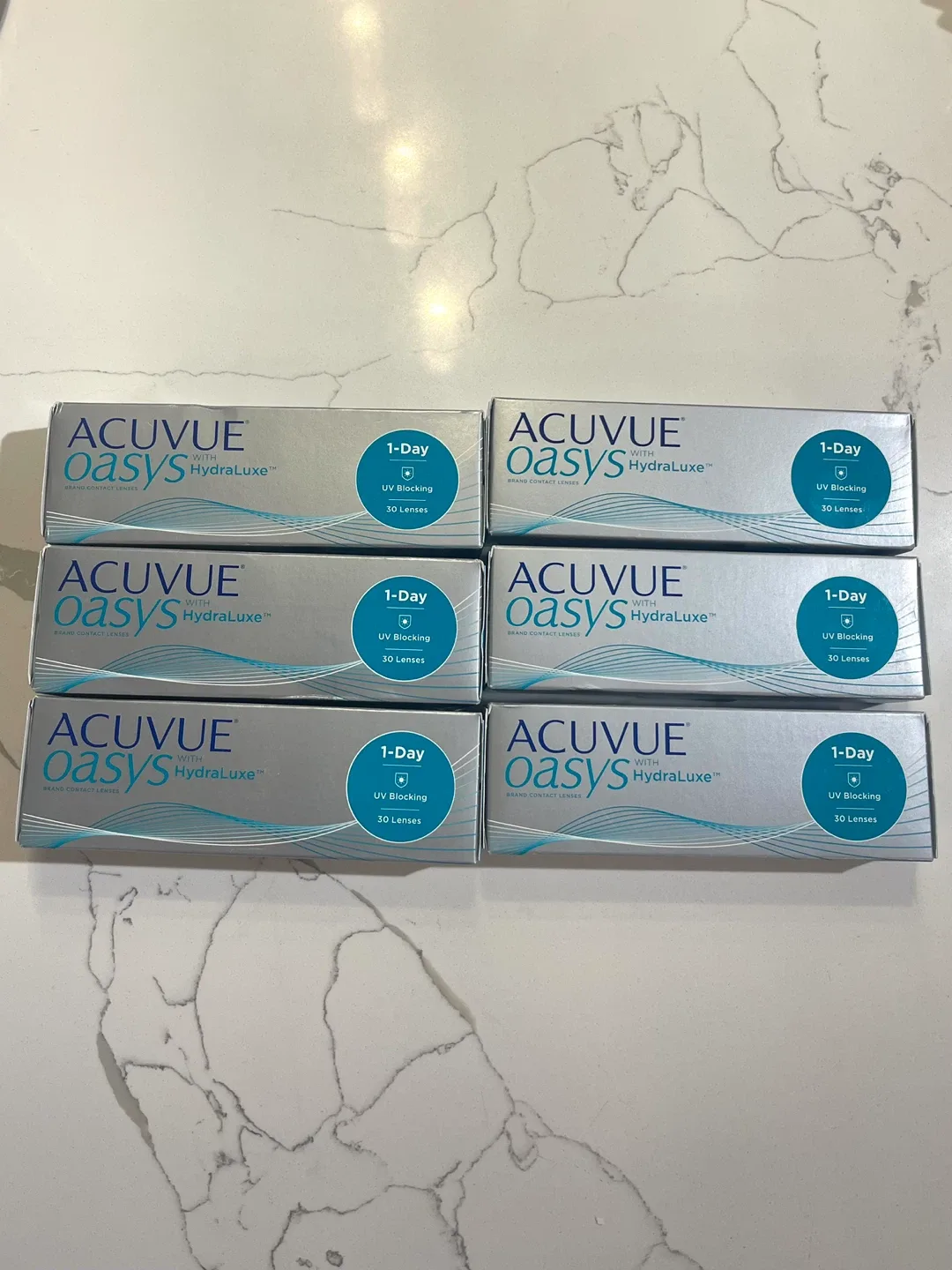 6 Boxes -4.50 Acuvue Oasys HydraLuxe 1-Day Contact Lenses
