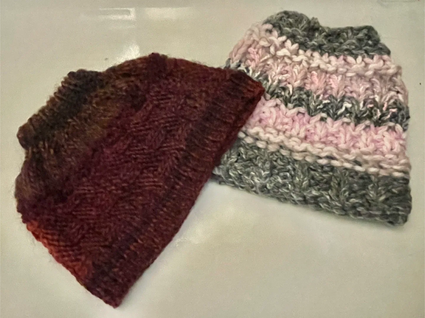 #Cleanout Hand-knitted Messy Bun Toques Set of 2