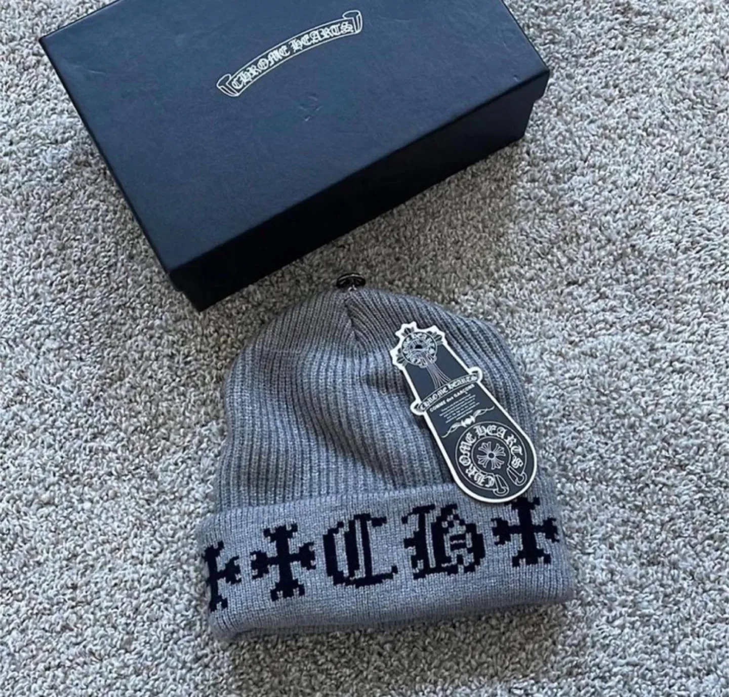 Chrome Hearts Grey Logo Beanie - NWT