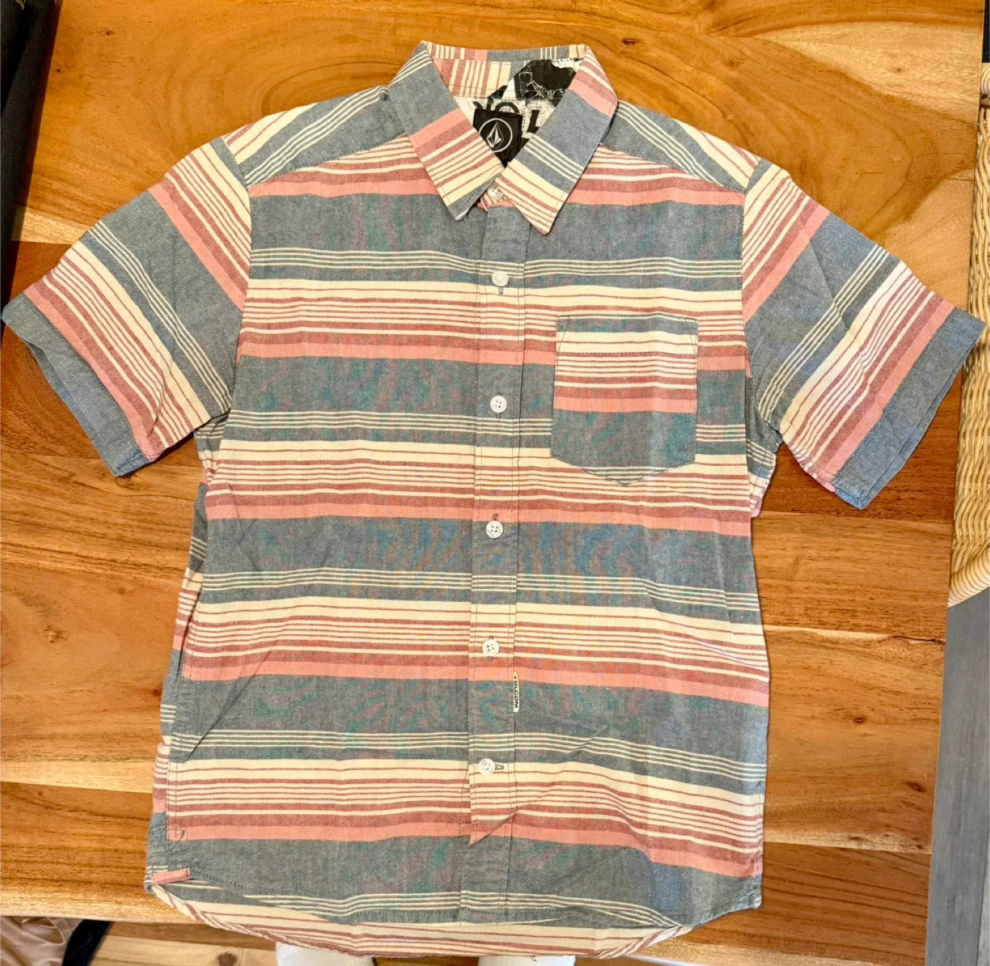 Kids Volcom Striped Short Sleeve Shirt Size S