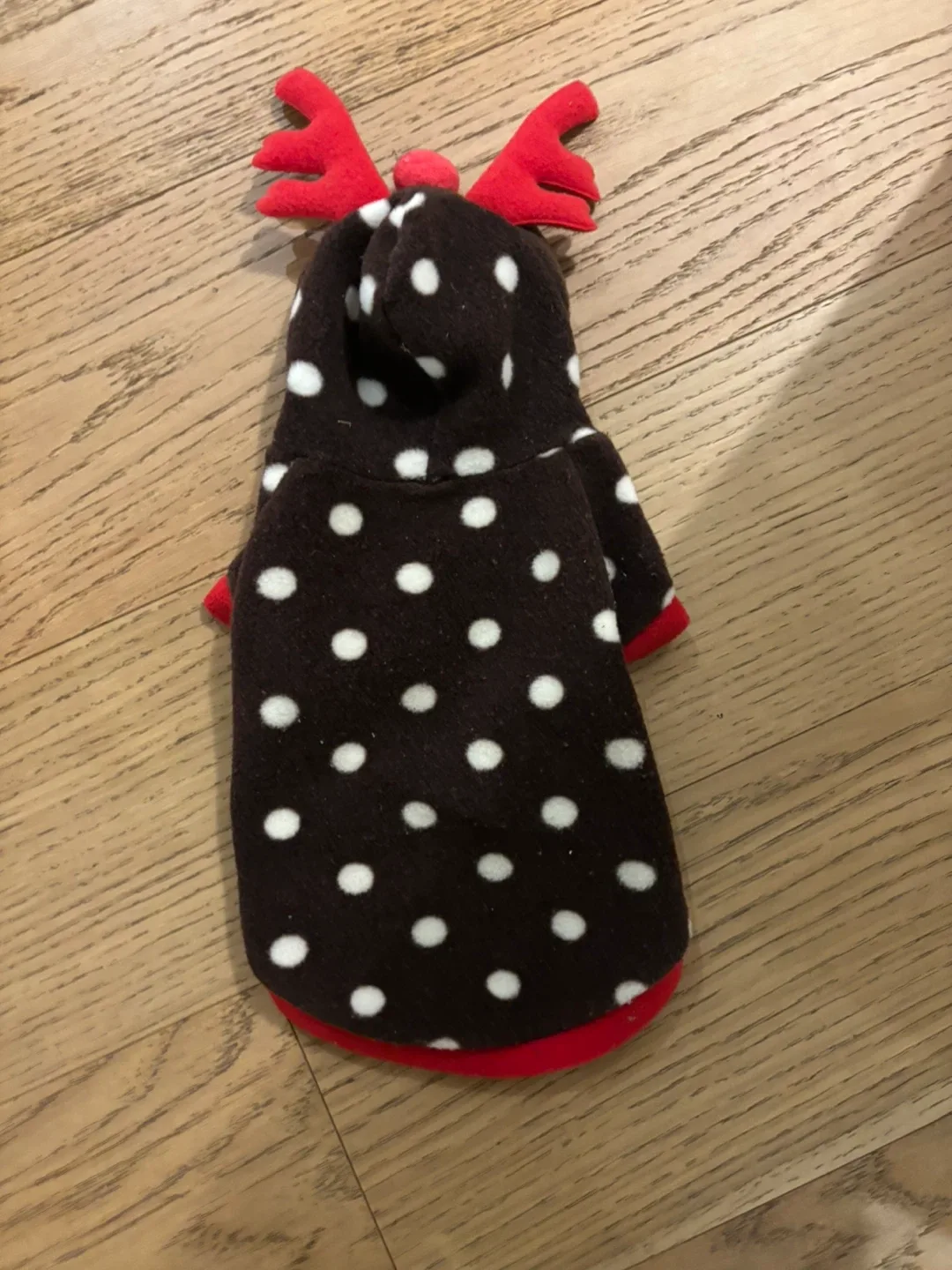 Reindeer small Dog Hoodie, Brown with White Polka Dots