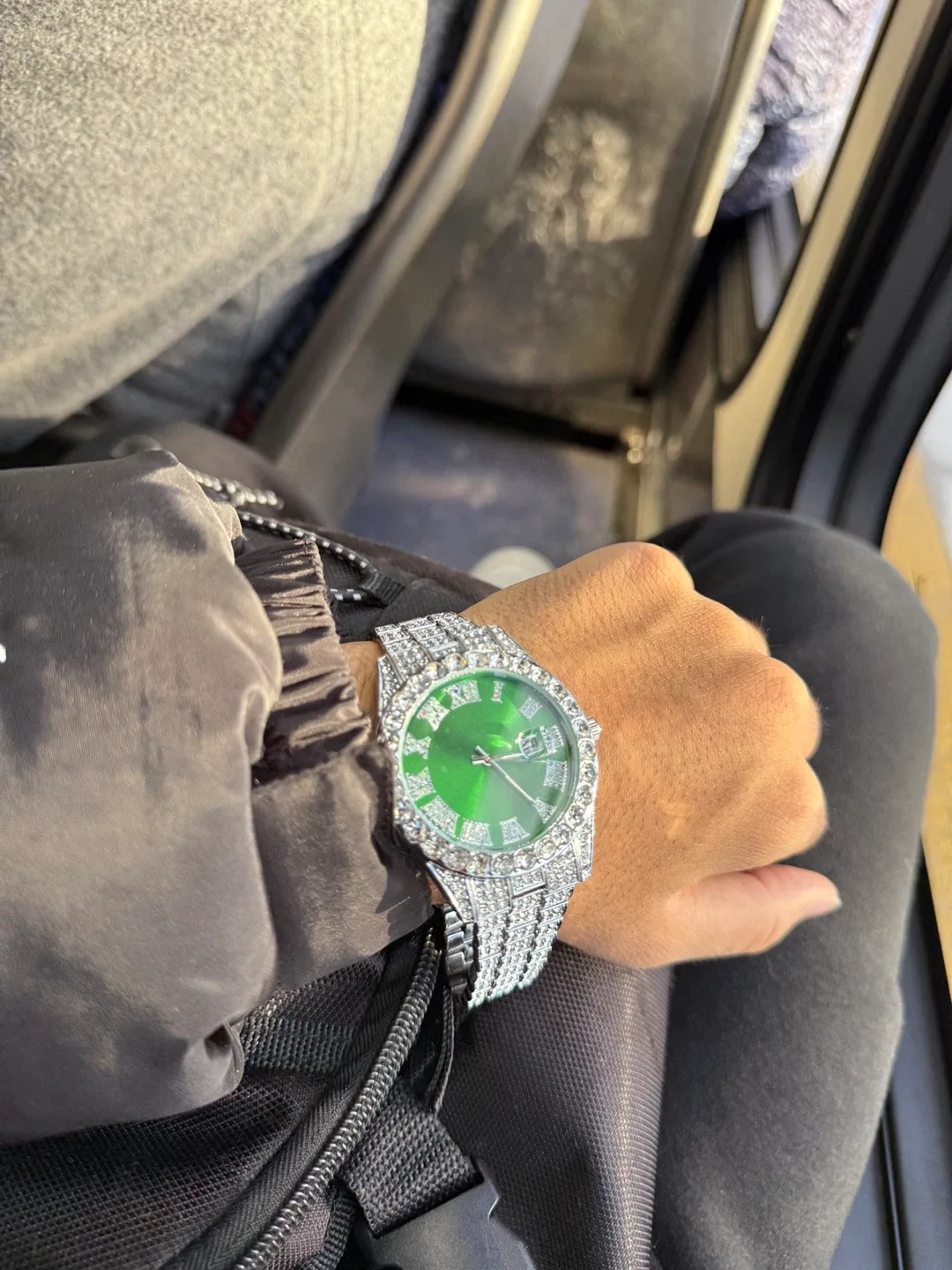 Green Dial Rhinestone Watch