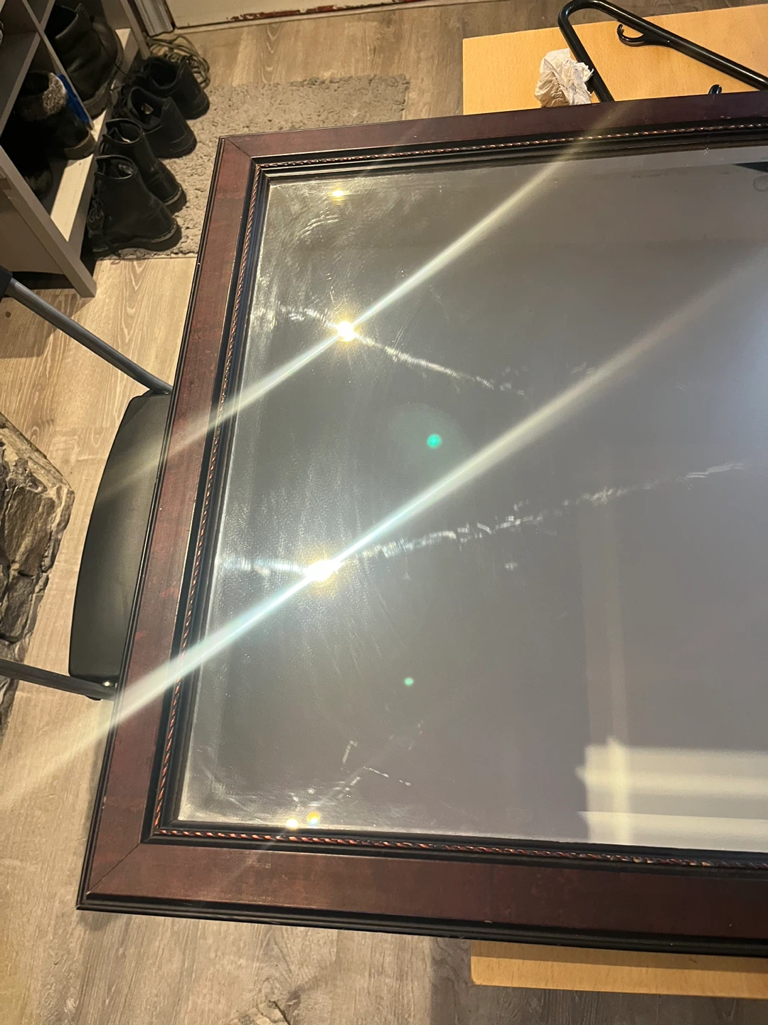 Large Framed Mirror - Brown - photo 2