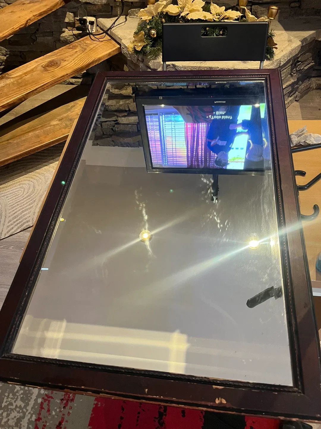 Large Framed Mirror - Brown