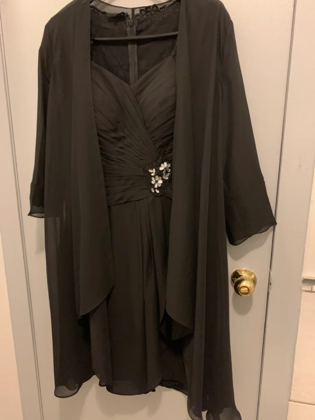 Black Dress with Sheer Cardigan