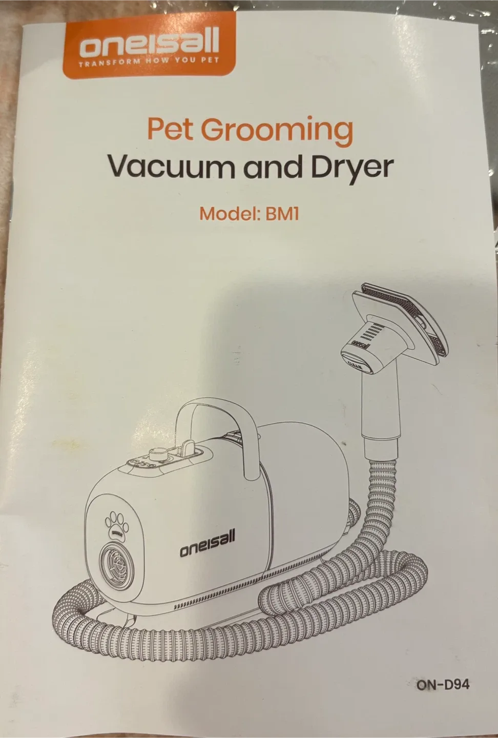 Oneisall Pet Grooming Vacuum and Dryer BM1 - New in Box!