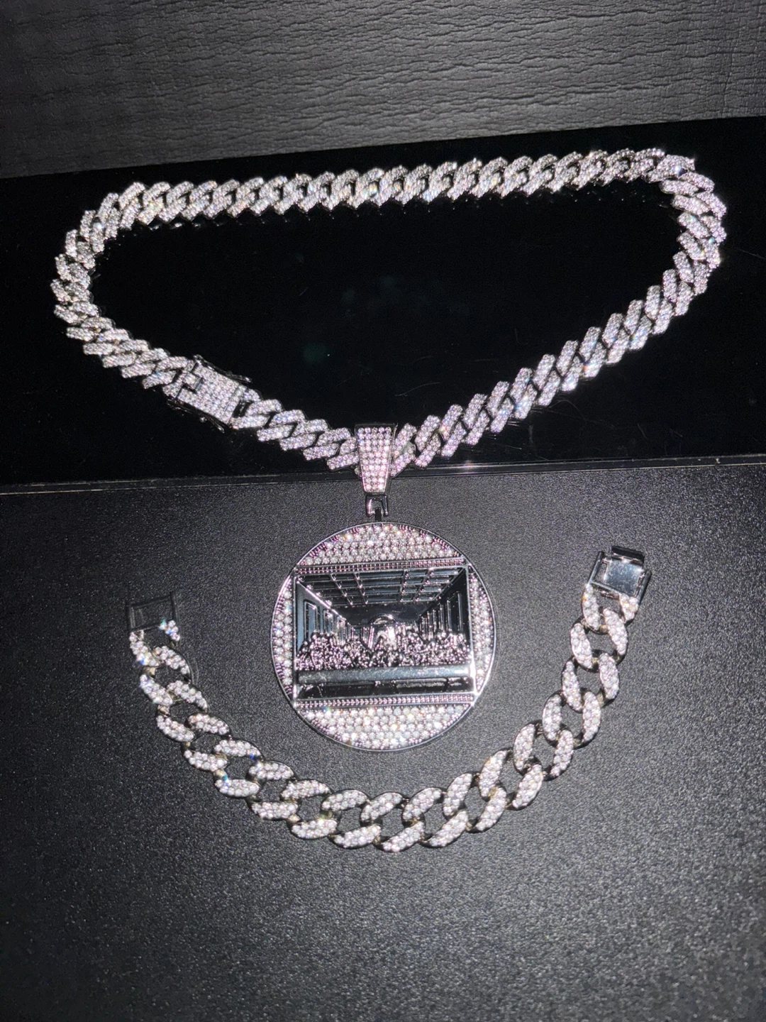 Iced Out Chain, Pendant & Bracelet Set - photo 3
