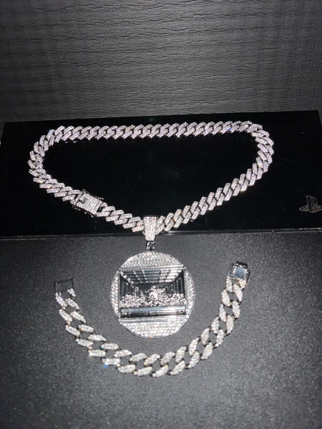 Iced Out Chain, Pendant & Bracelet Set