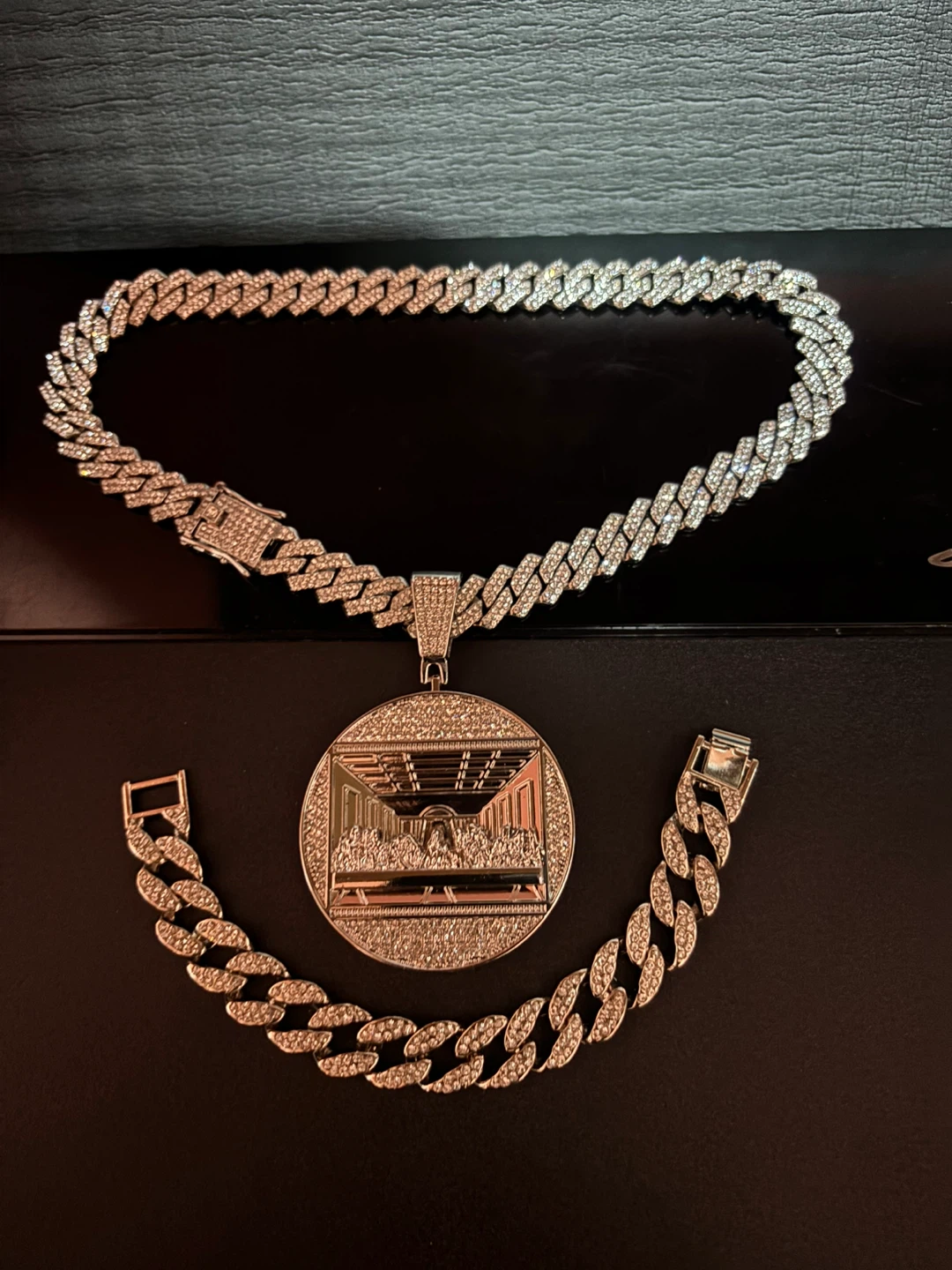 Iced Out Chain, Pendant & Bracelet Set - photo 4