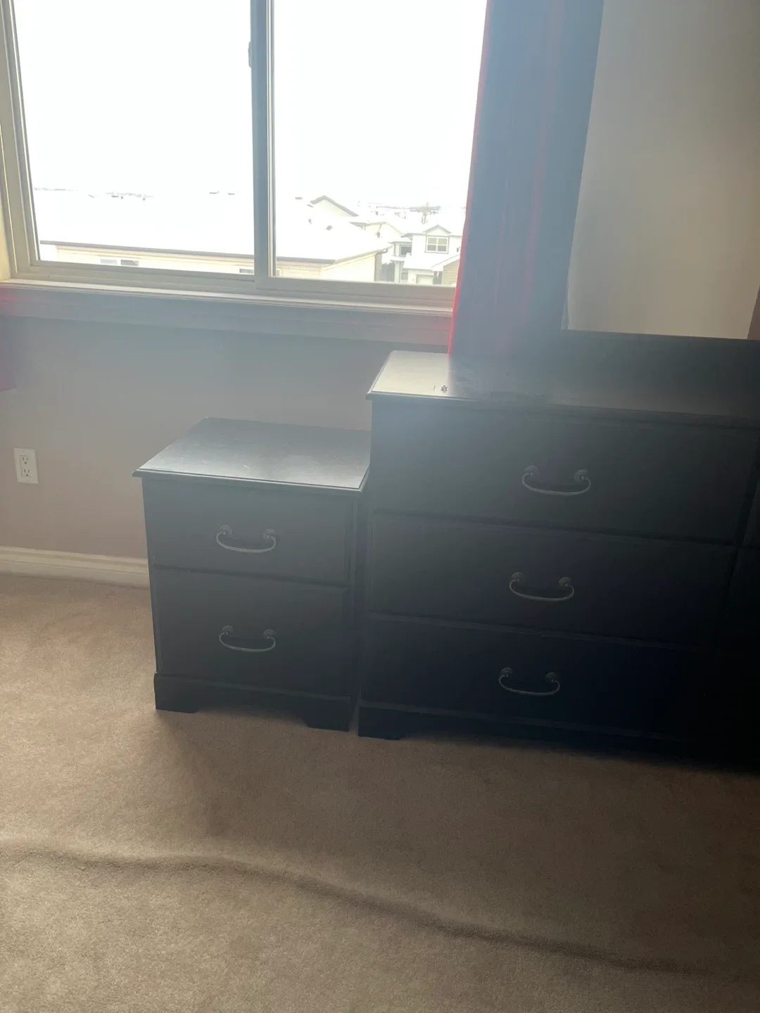 Black 2-Drawer Nightstand plus 6 drawers and mirror image indicator(3)