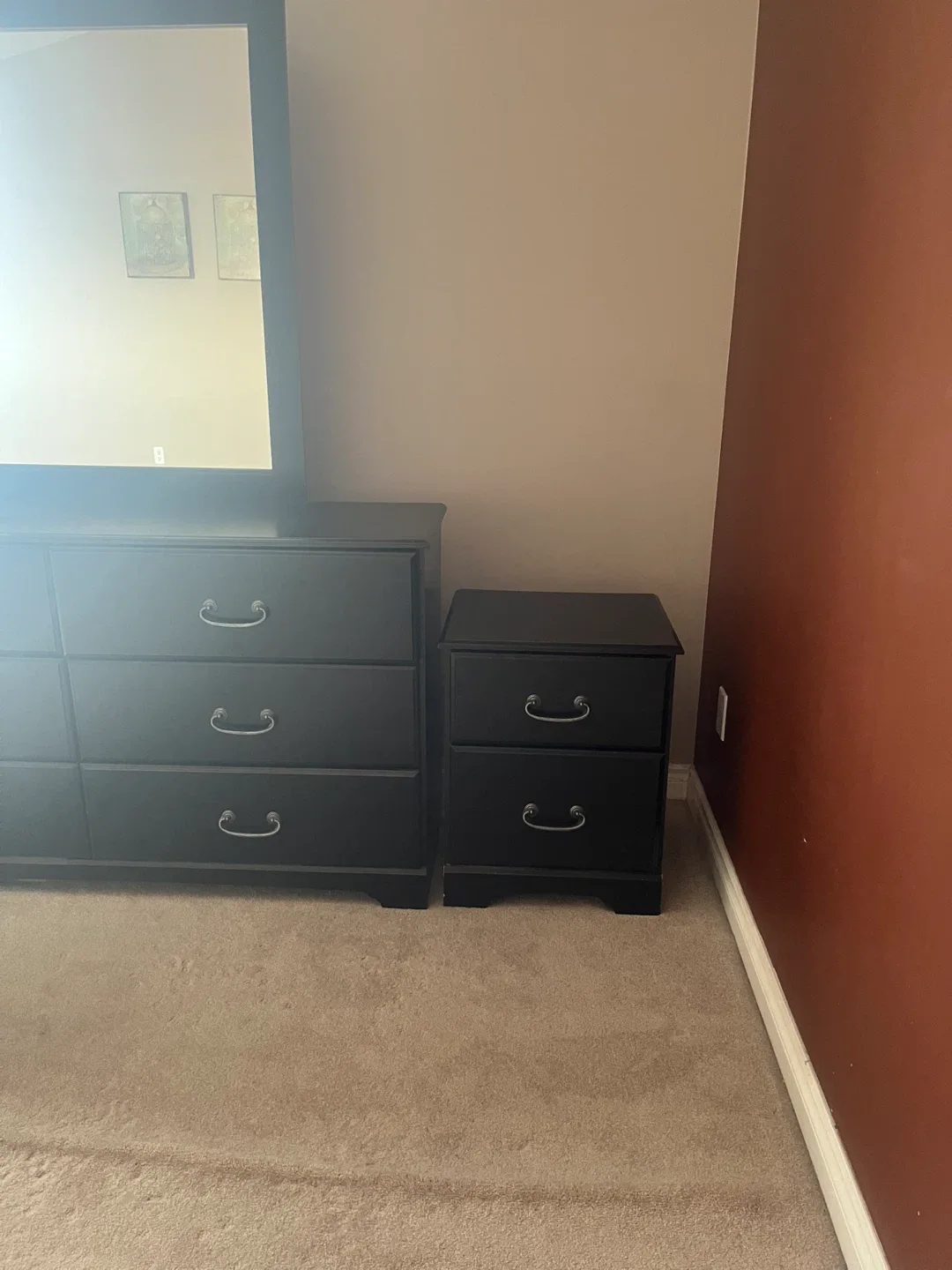 Black 2-Drawer Nightstand plus 6 drawers and mirror image indicator(4)