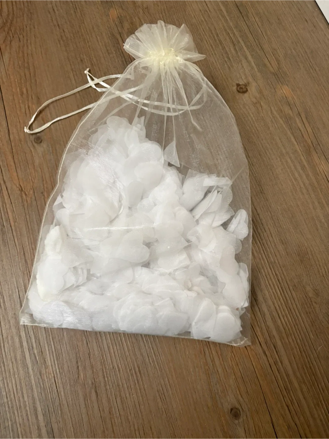 1000 White Heart Confetti in Sheer Bag