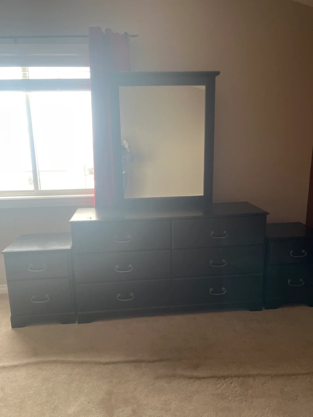 Black 2-Drawer Nightstand plus 6 drawers and mirror image indicator(6)