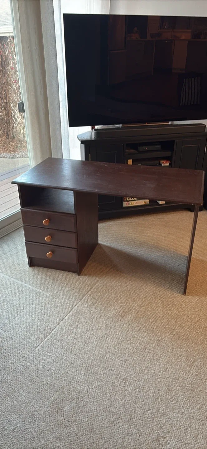 Brown Wooden Desk with Drawers